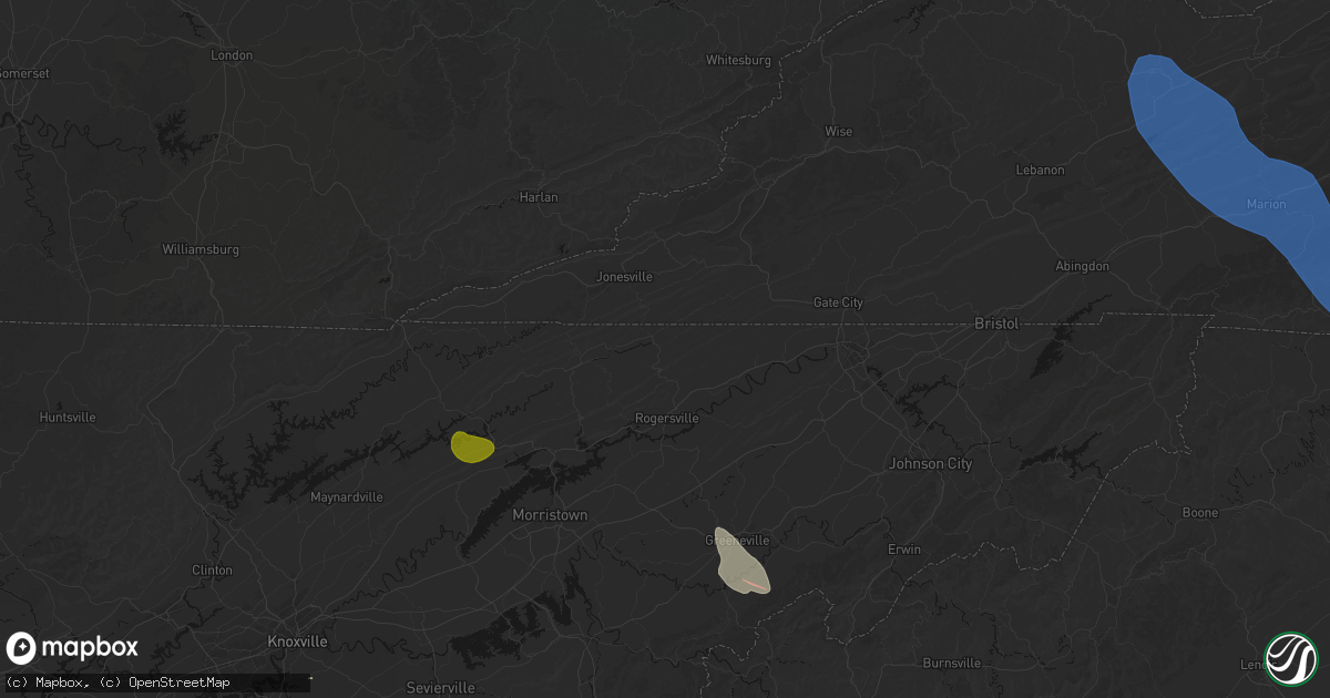 Hail map in Eidson, TN on July 28, 2026