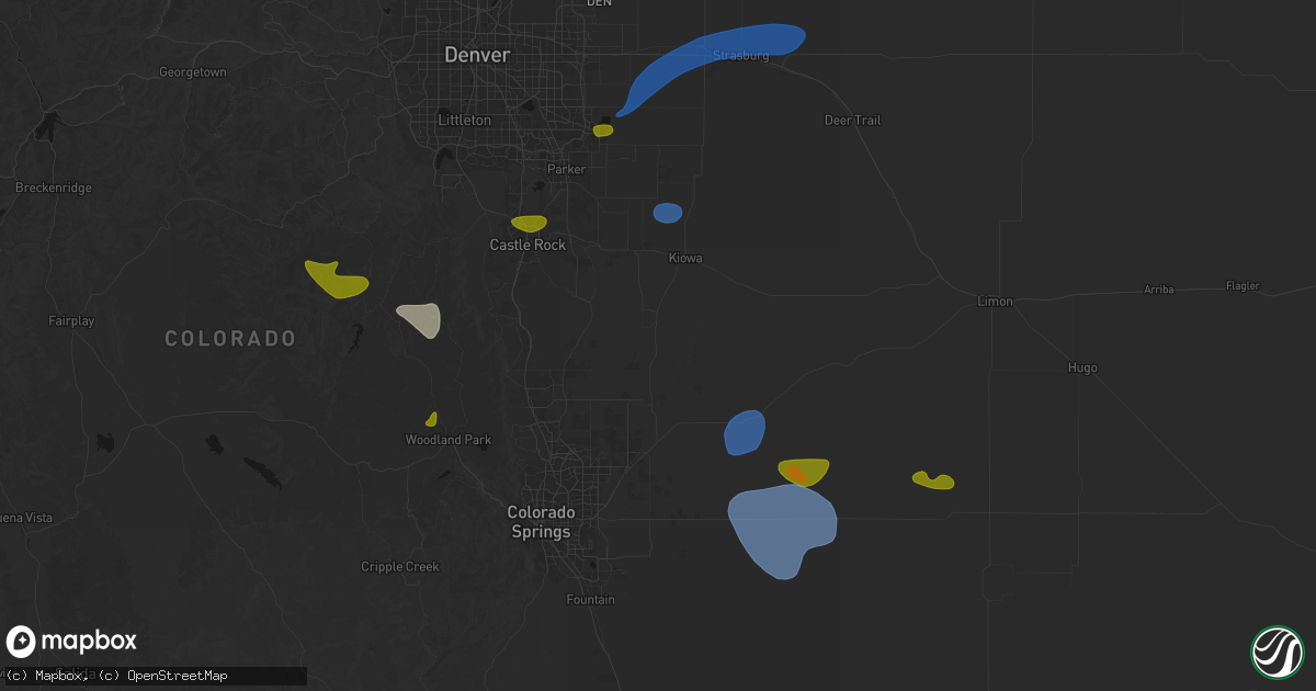 Hail map in Elbert, CO on July 28, 2026