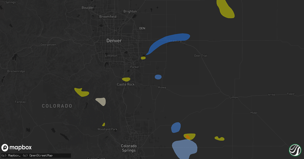 Hail map in Elizabeth, CO on July 28, 2026