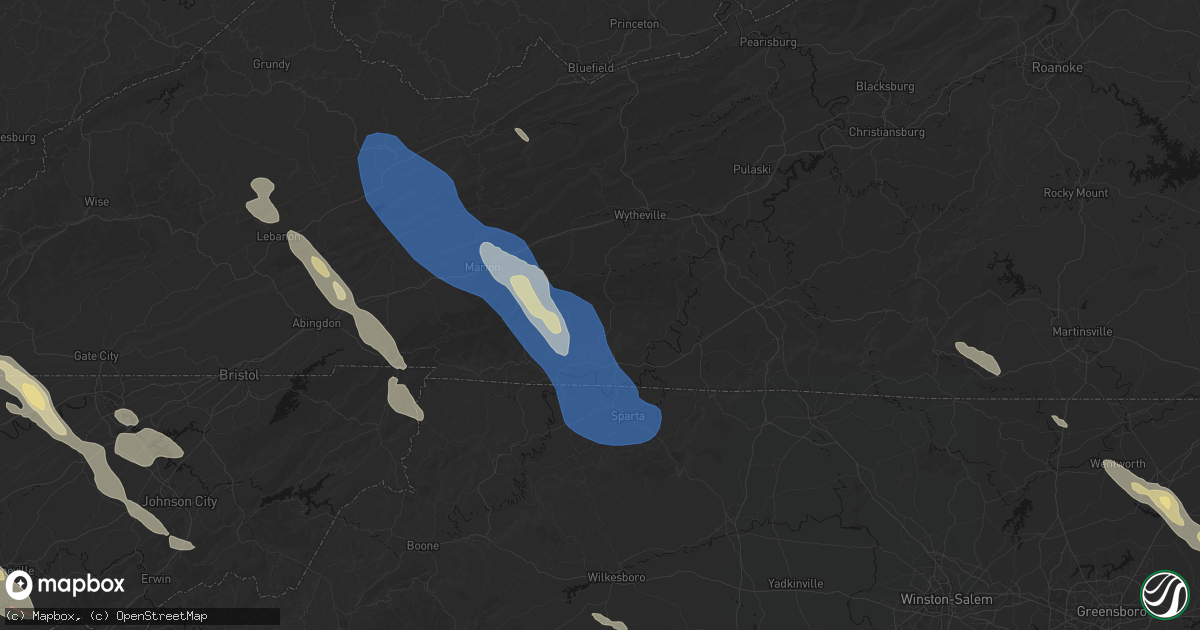 Hail map in Elk Creek, VA on July 28, 2026