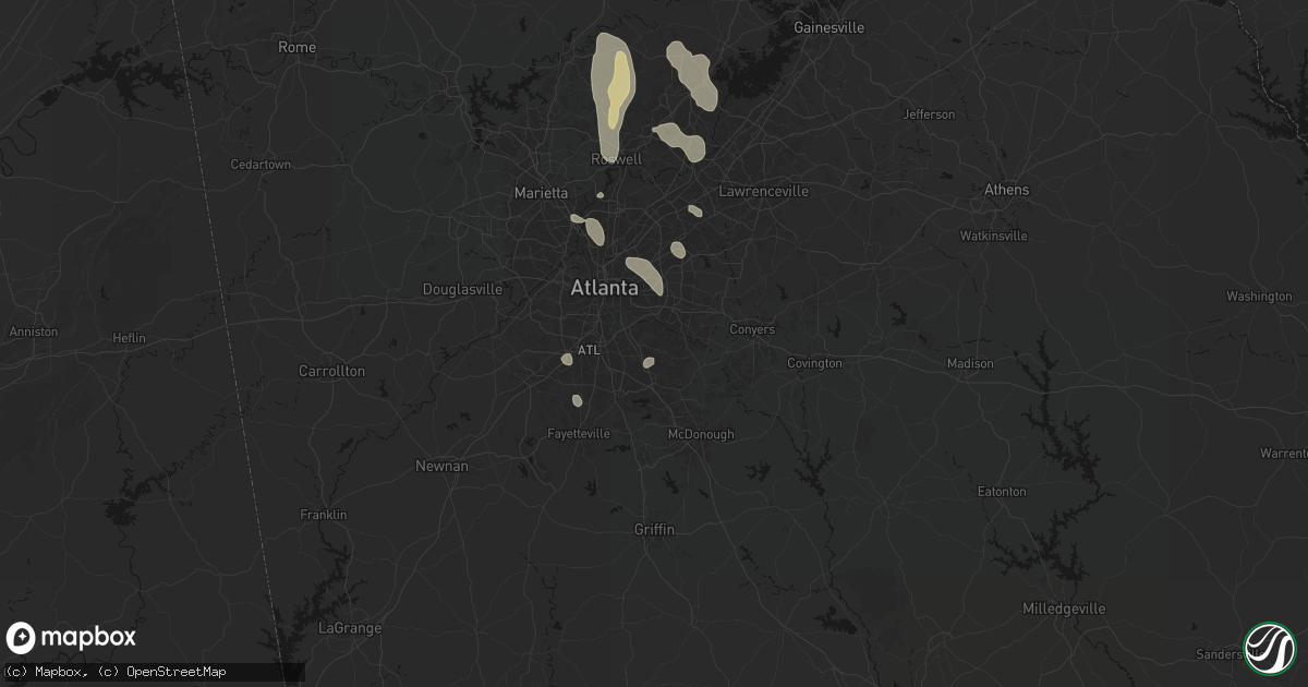 Hail map in Ellenwood, GA on July 28, 2026