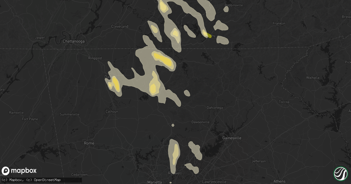 Hail map in Ellijay, GA on July 28, 2026