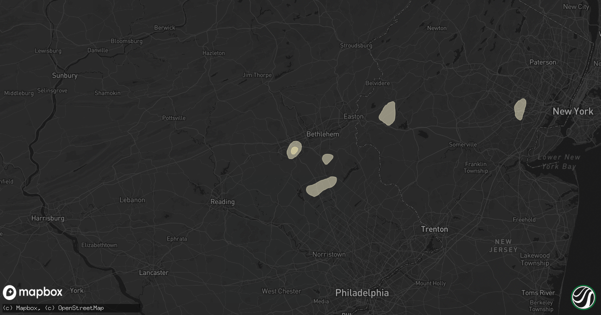 Hail map in Emmaus, PA on July 28, 2026