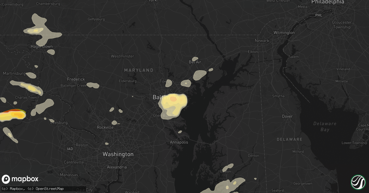 Hail map in Essex, MD on July 28, 2026