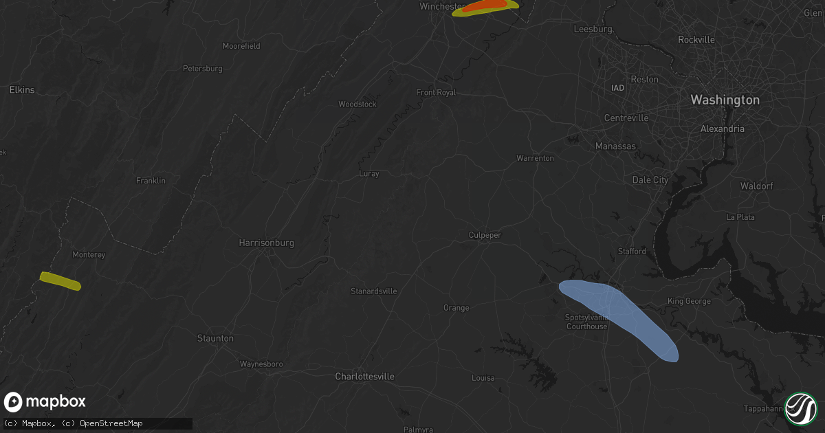 Hail map in Etlan, VA on July 28, 2026