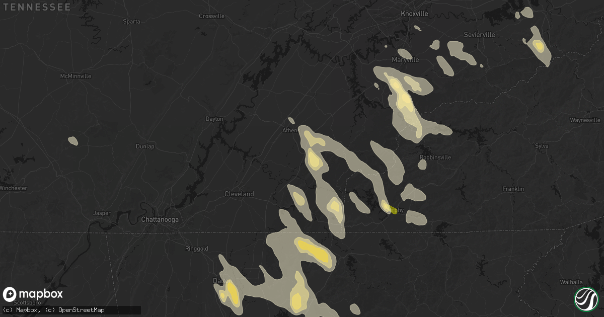 Hail map in Etowah, TN on July 28, 2026