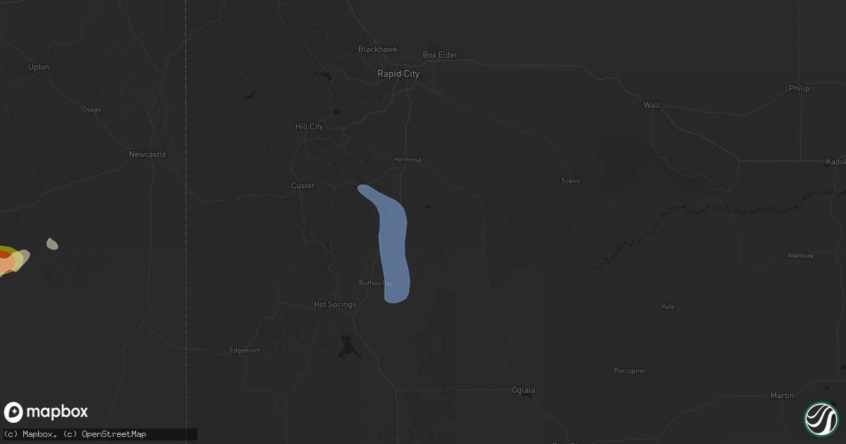Hail map in Fairburn, SD on July 28, 2026