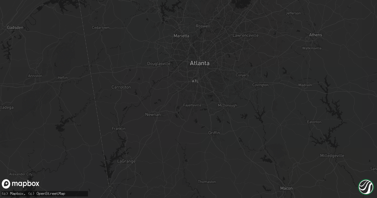 Hail map in Fayetteville, GA on July 28, 2026