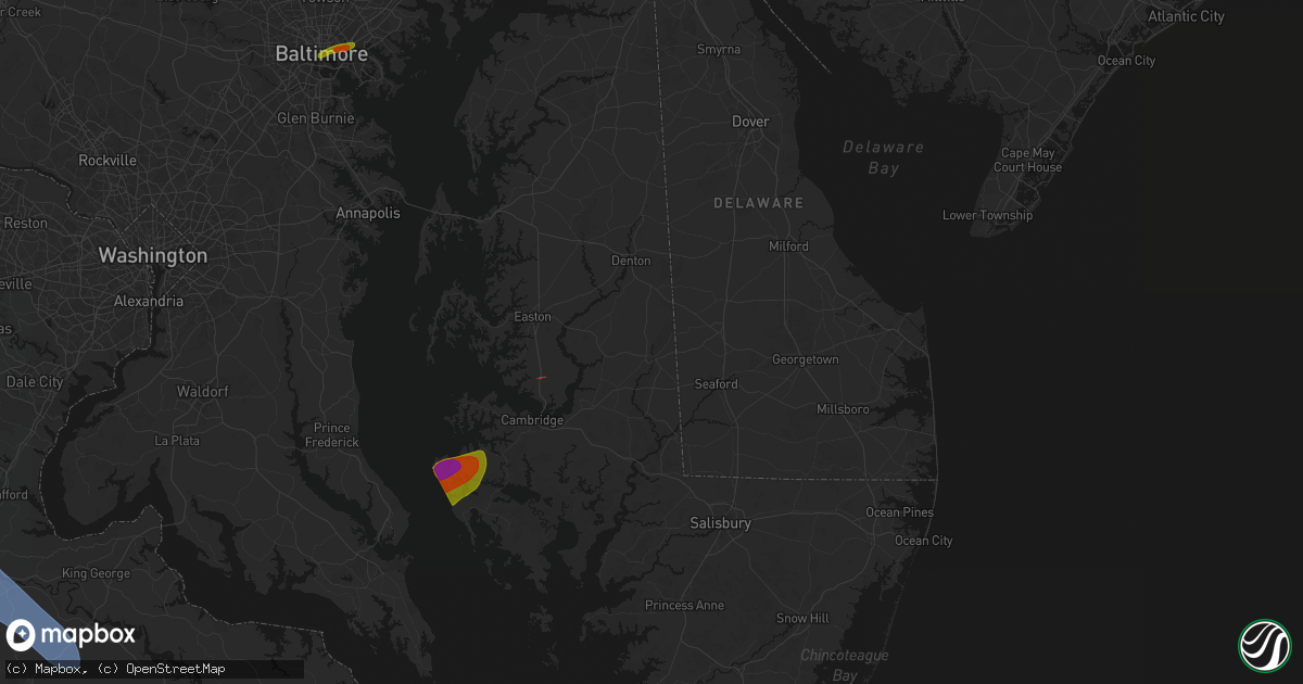 Hail map in Federalsburg, MD on July 28, 2026