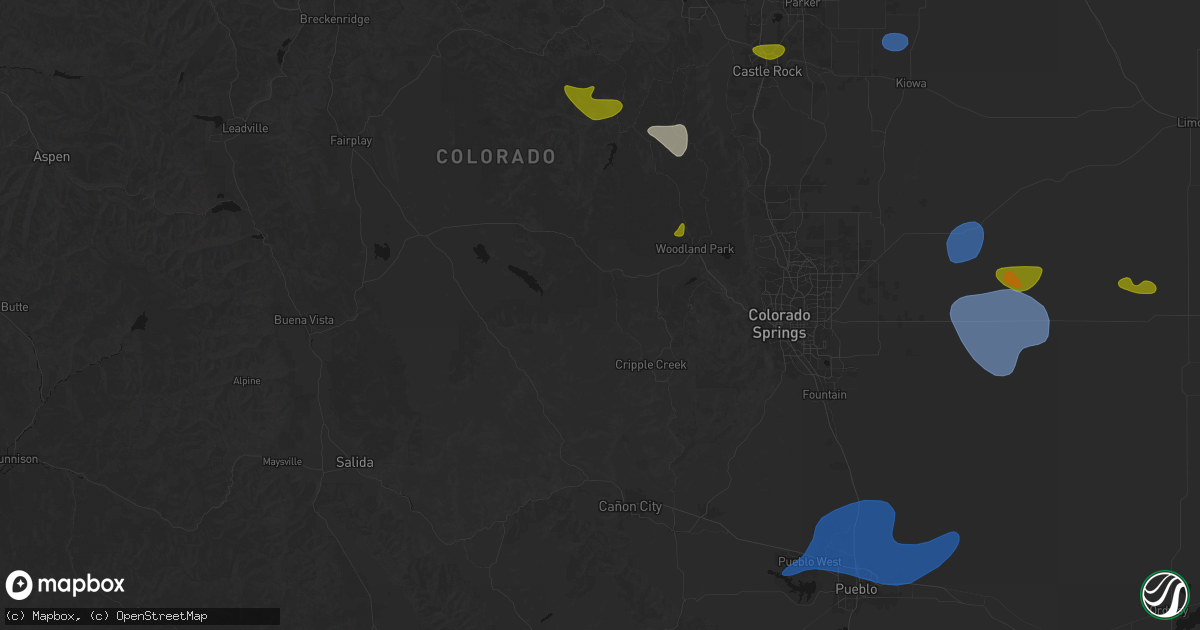 Hail map in Florissant, CO on July 28, 2026