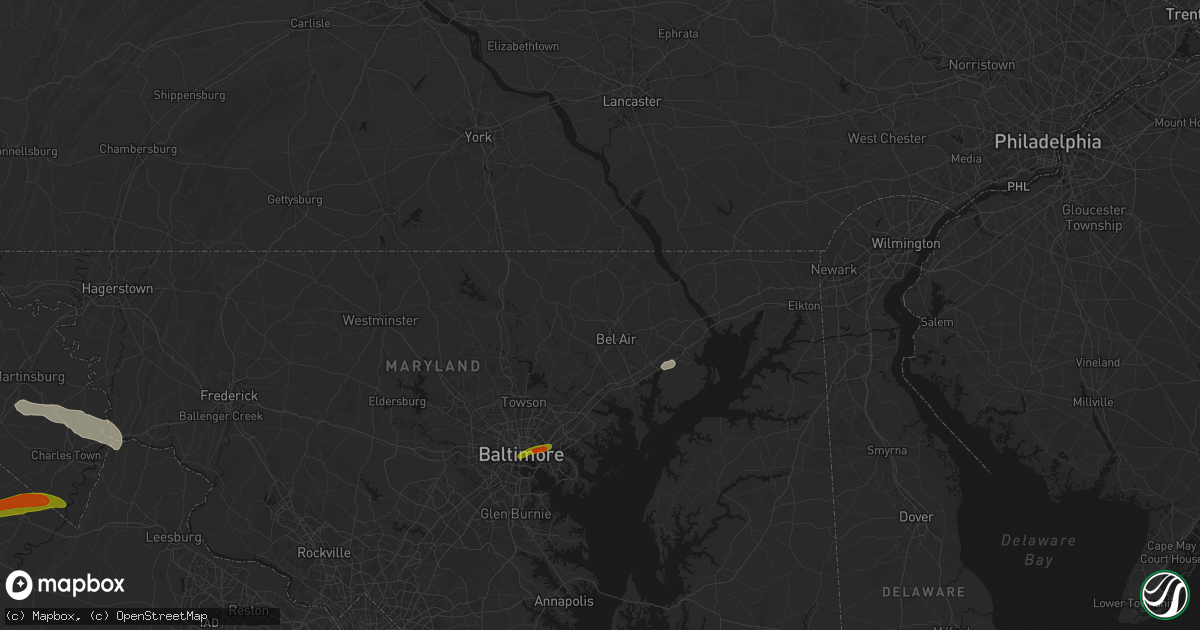 Hail map in Forest Hill, MD on July 28, 2026