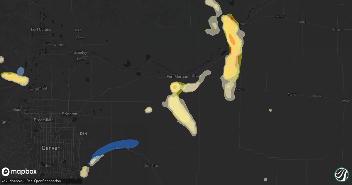 Hail map in Fort Morgan, CO on July 28, 2026