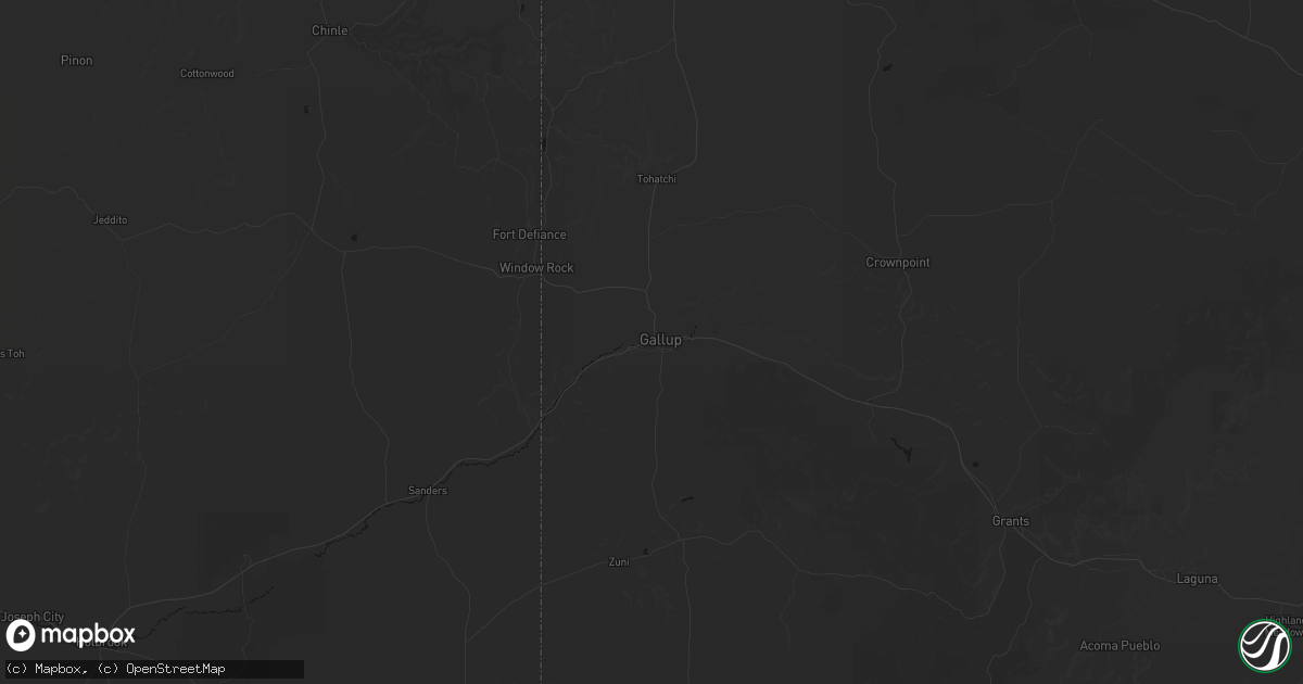 Hail map in Gallup, NM on July 28, 2026