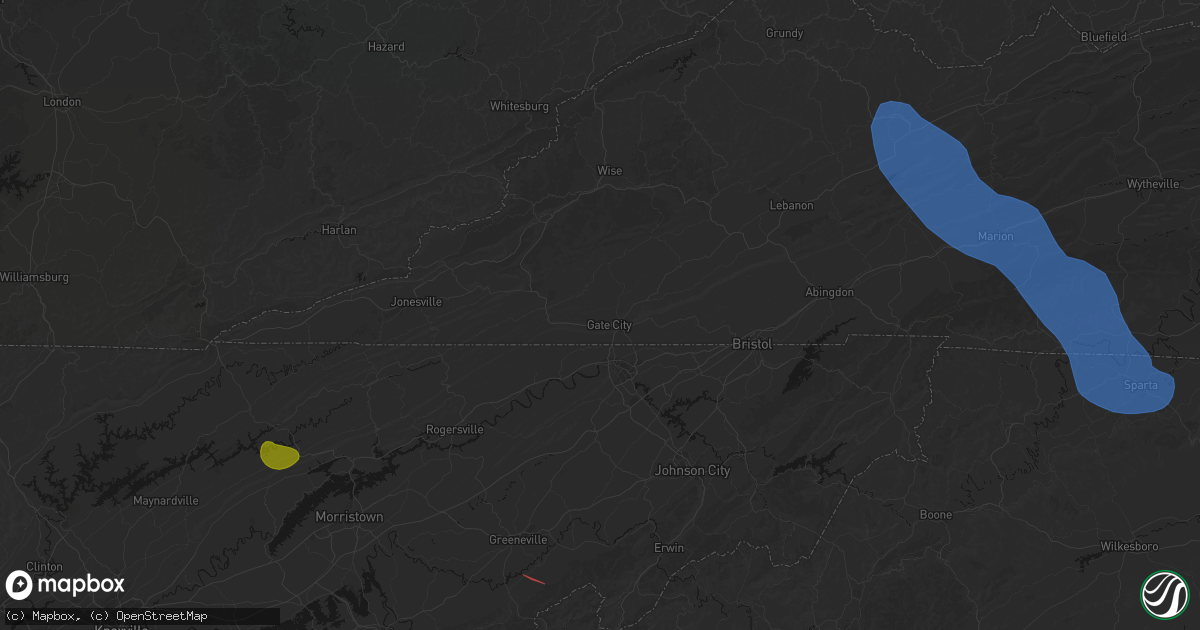 Hail map in Gate City, VA on July 28, 2026