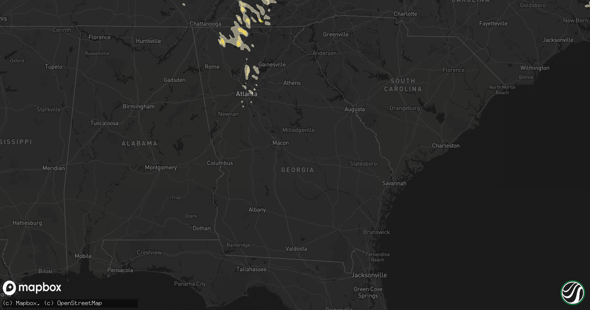 Hail map in Georgia on July 28, 2026