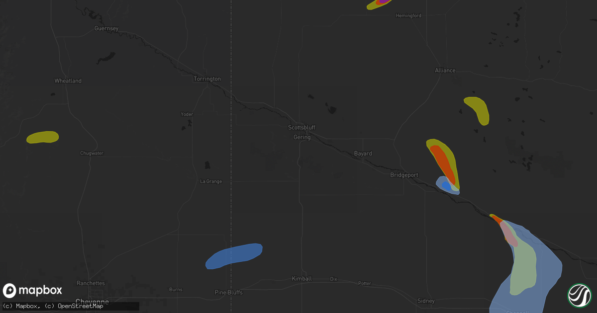 Hail map in Gering, NE on July 28, 2026
