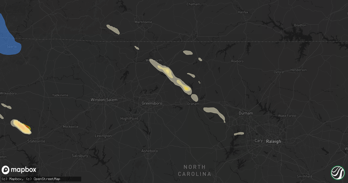 Hail map in Gibsonville, NC on July 28, 2026