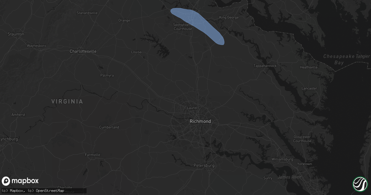 Hail map in Glen Allen, VA on July 28, 2026