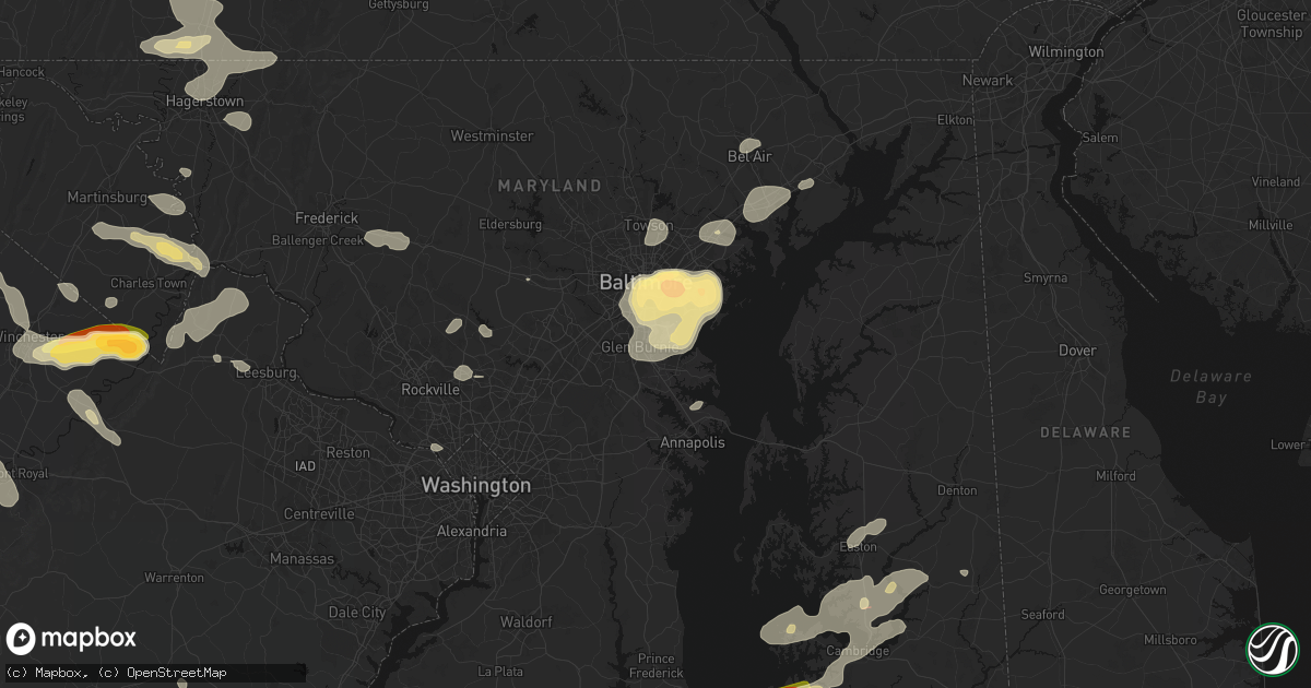 Hail map in Glen Burnie, MD on July 28, 2026