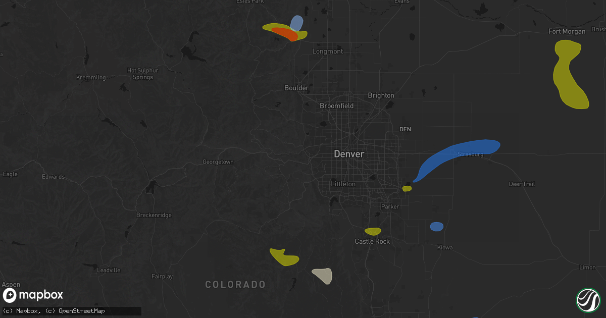 Hail map in Golden, CO on July 28, 2026