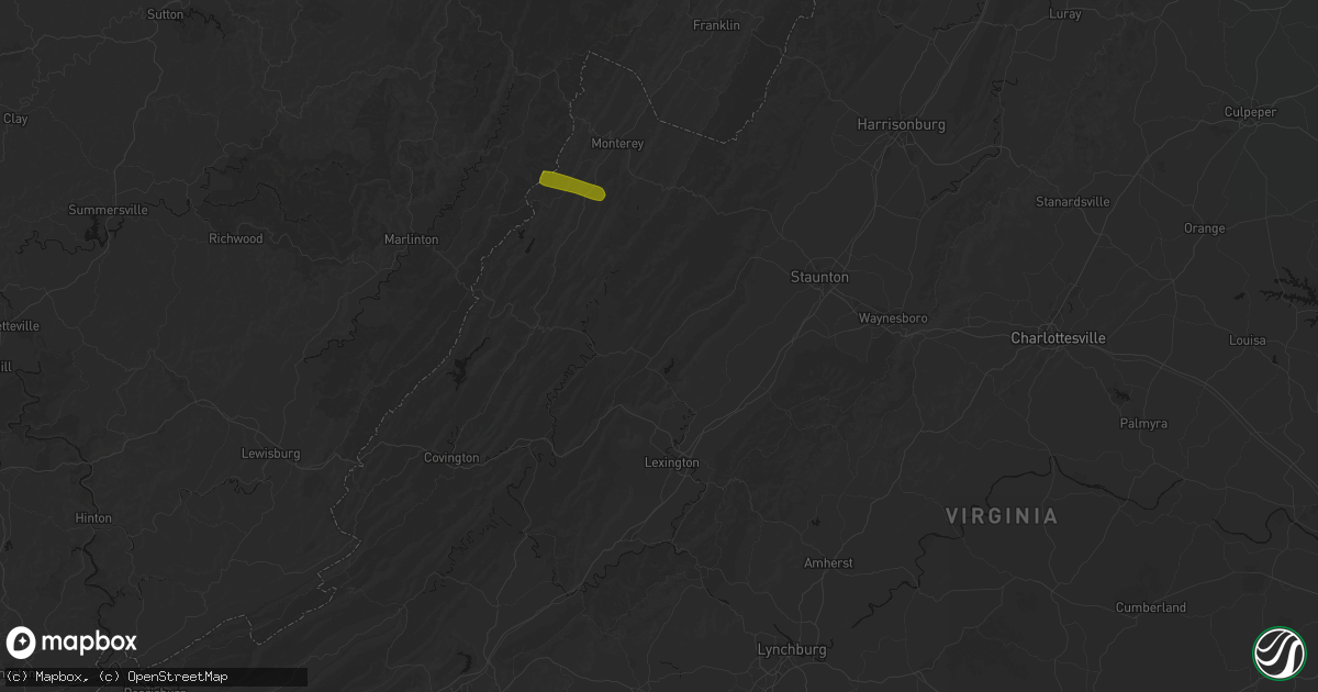 Hail map in Goshen, VA on July 28, 2026