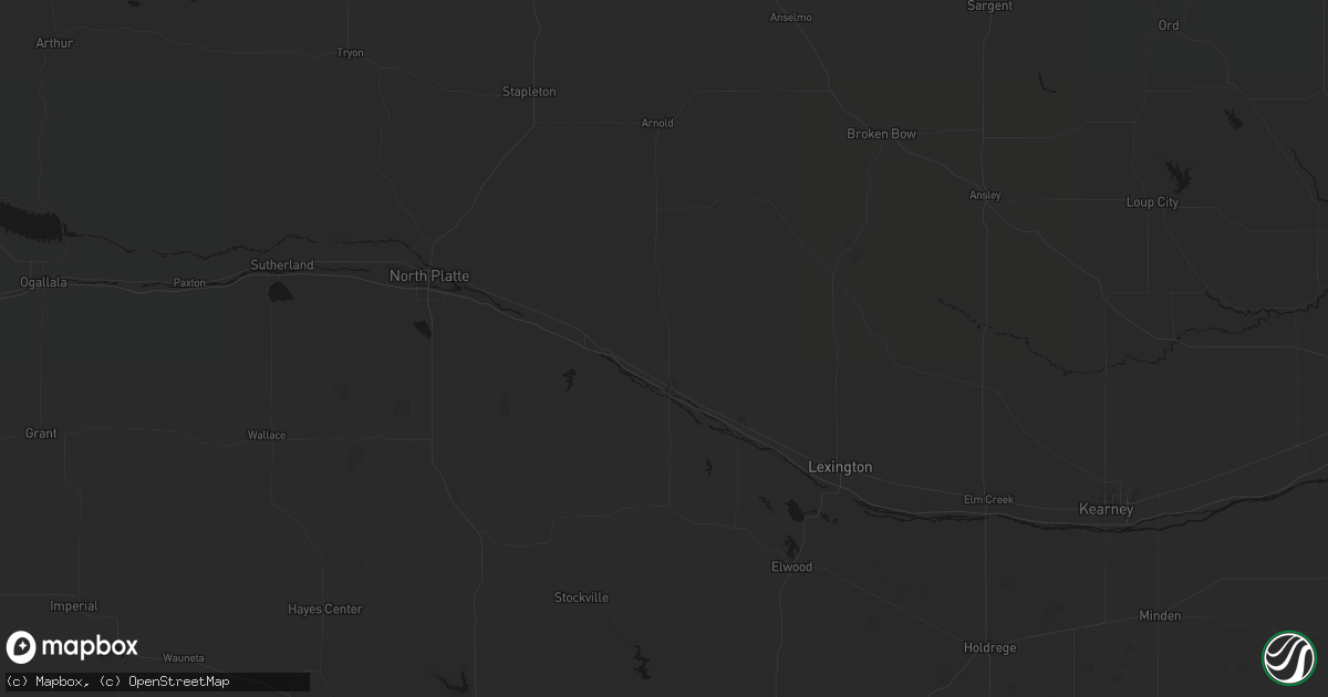 Hail map in Gothenburg, NE on July 28, 2026
