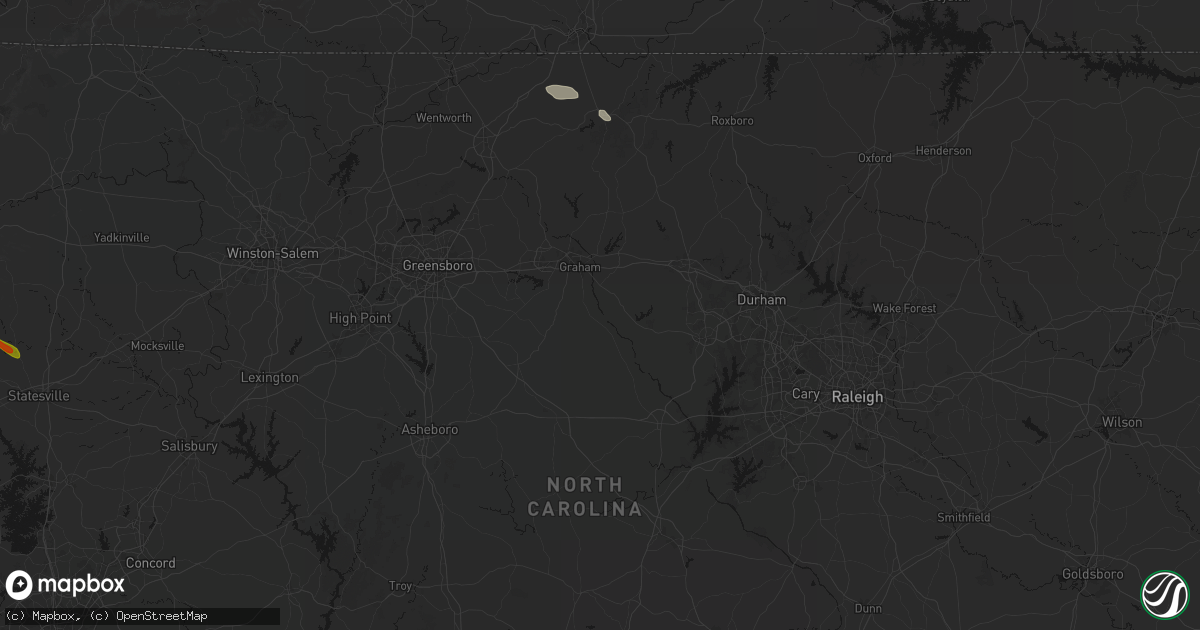 Hail map in Graham, NC on July 28, 2026