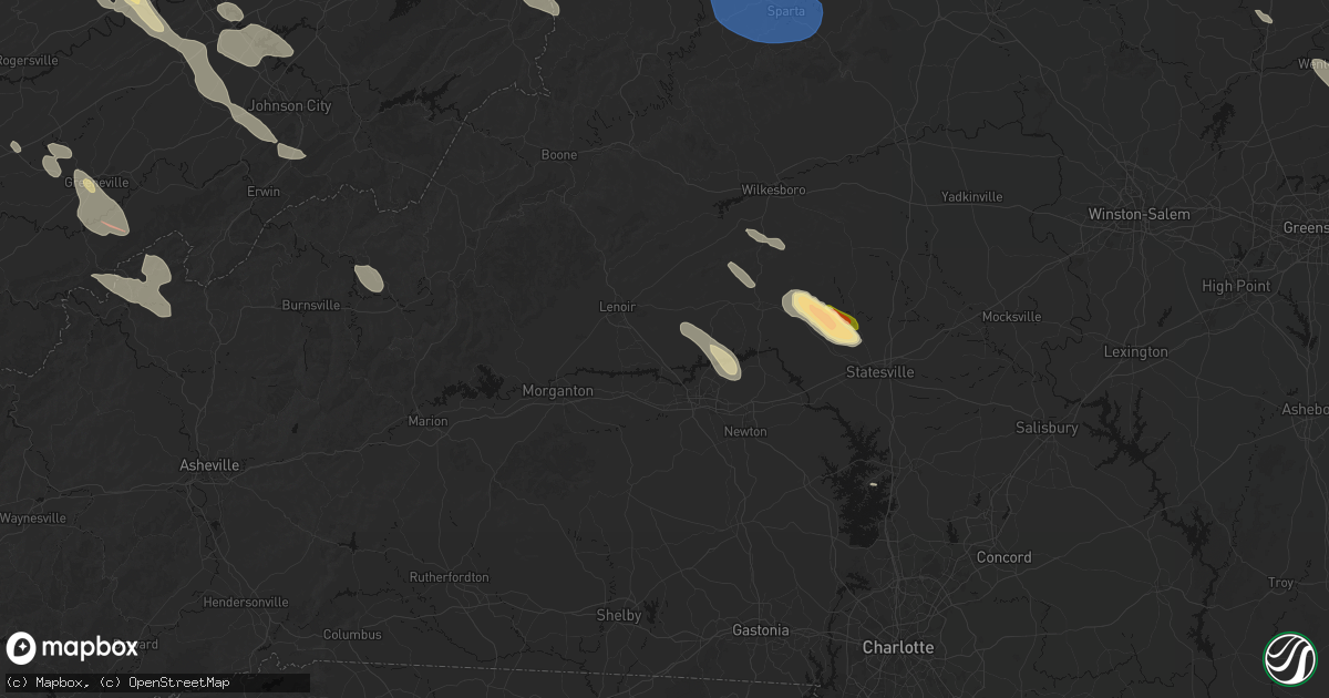 Hail map in Granite Falls, NC on July 28, 2026