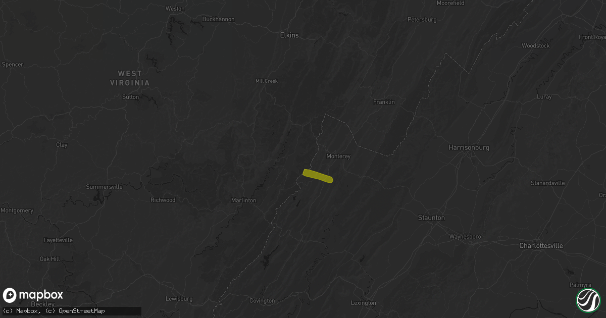 Hail map in Green Bank, WV on July 28, 2026