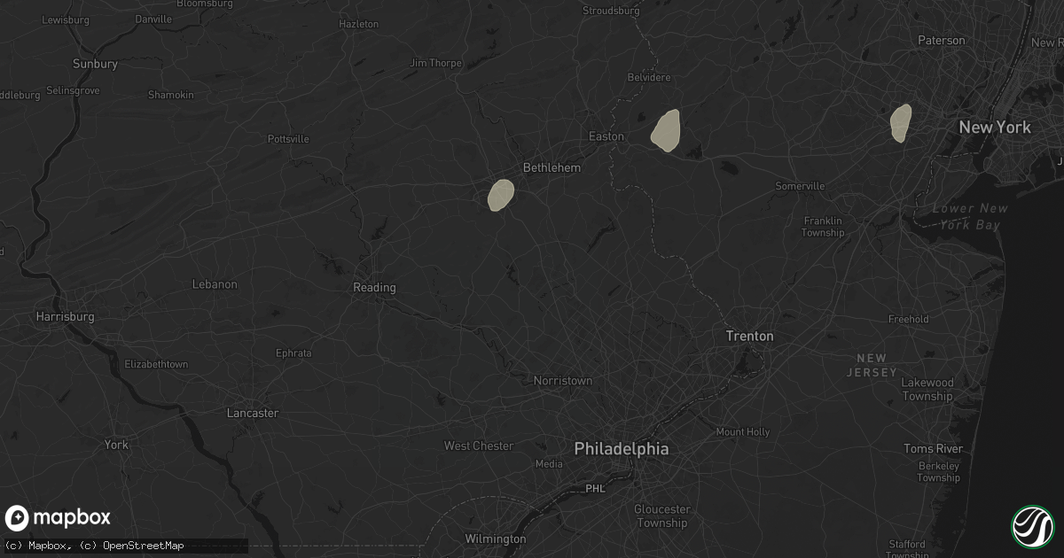 Hail map in Green Lane, PA on July 28, 2026
