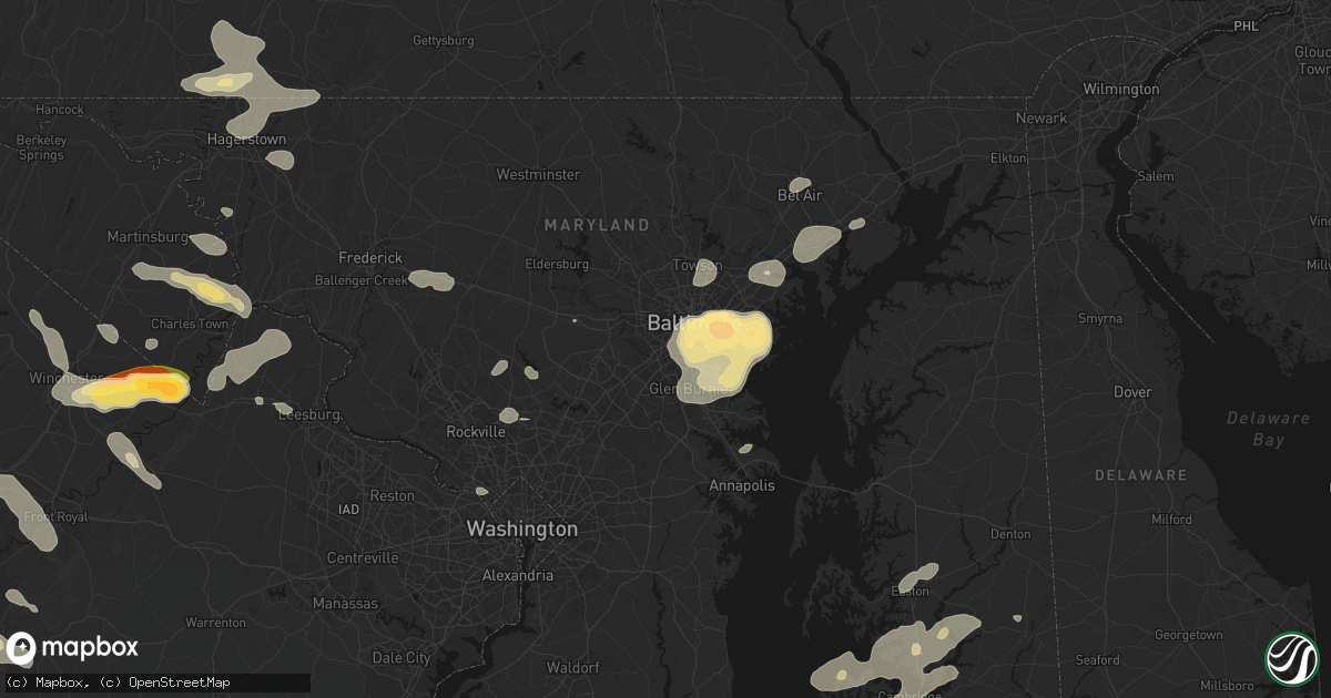 Hail map in Halethorpe, MD on July 28, 2026
