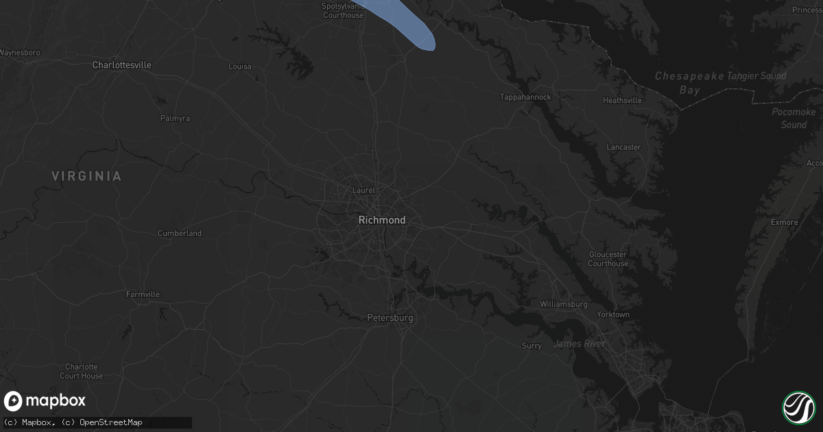 Hail map in Henrico, VA on July 28, 2026