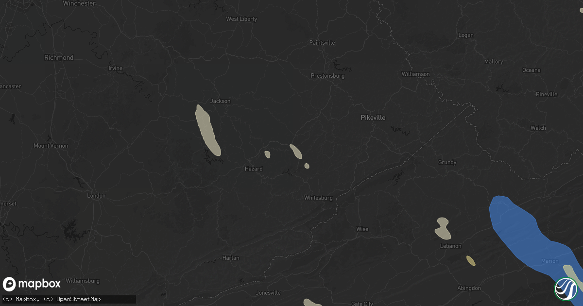 Hail map in Hindman, KY on July 28, 2026