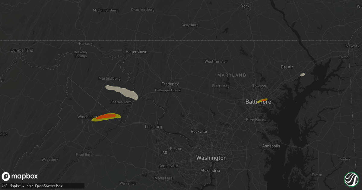 Hail map in Ijamsville, MD on July 28, 2026