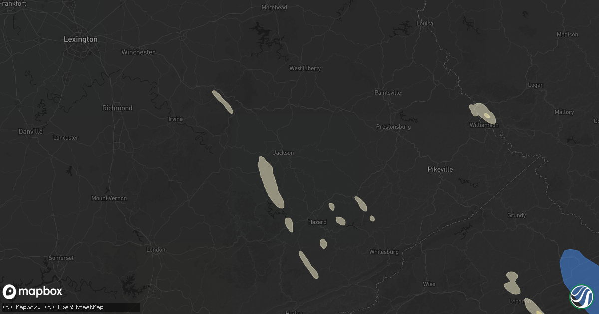 Hail map in Jackson, KY on July 28, 2026
