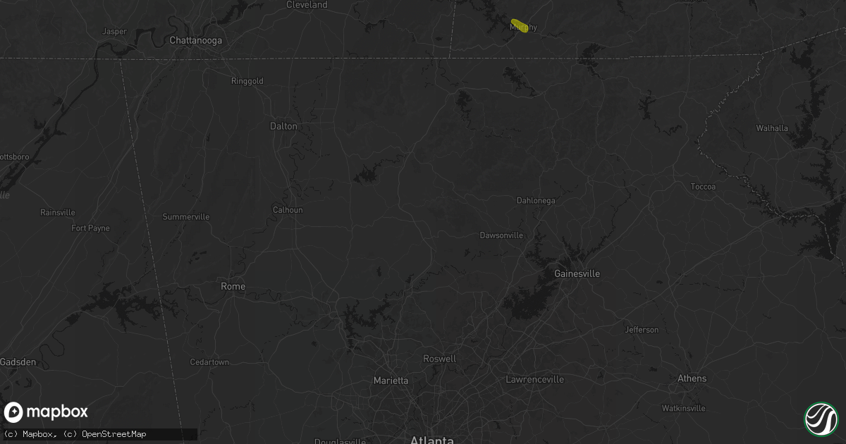 Hail map in Jasper, GA on July 28, 2026