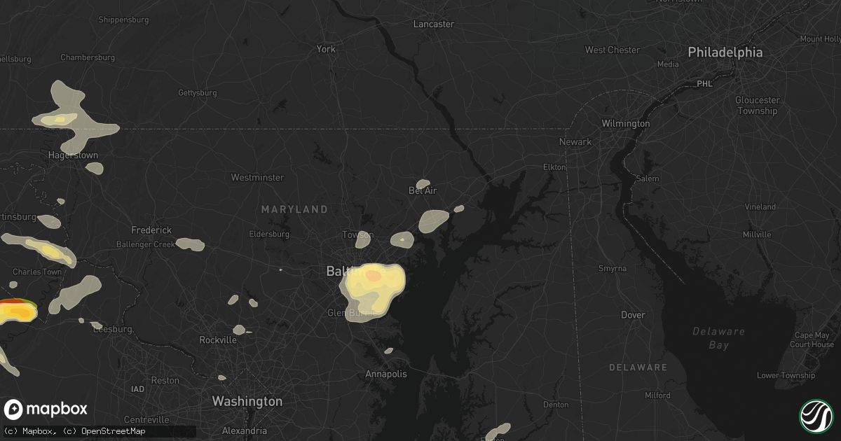 Hail map in Joppa, MD on July 28, 2026
