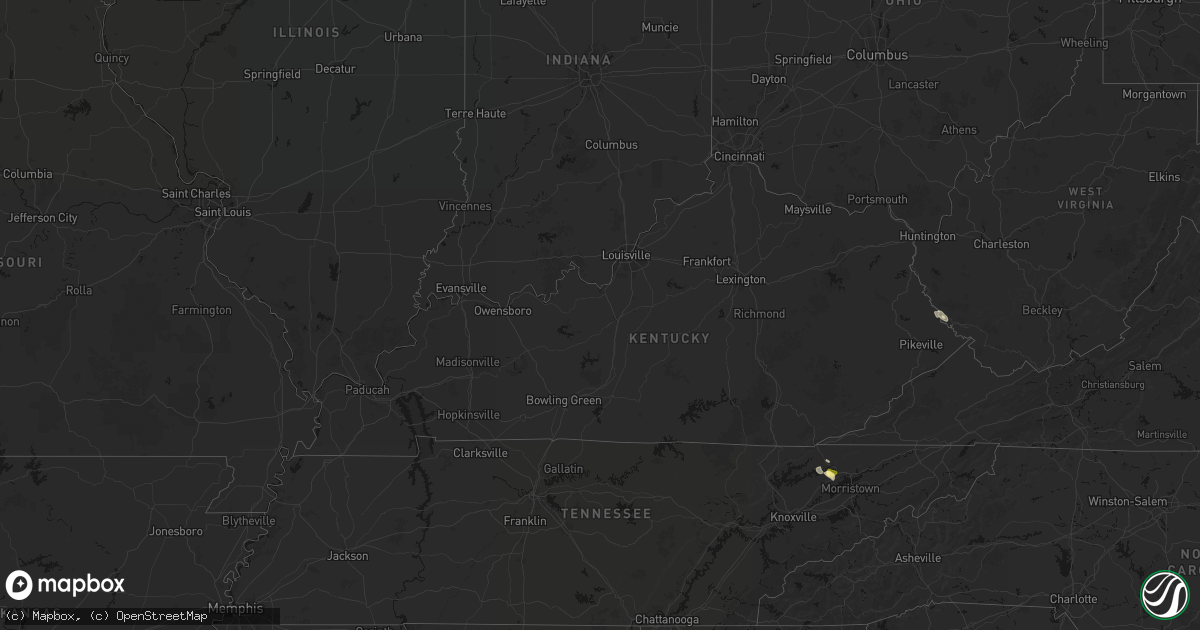 Hail map in Kentucky on July 28, 2026