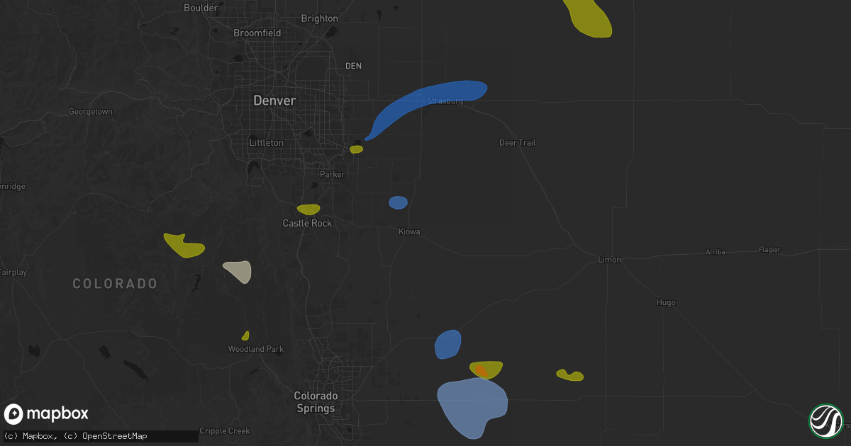 Hail map in Kiowa, CO on July 28, 2026