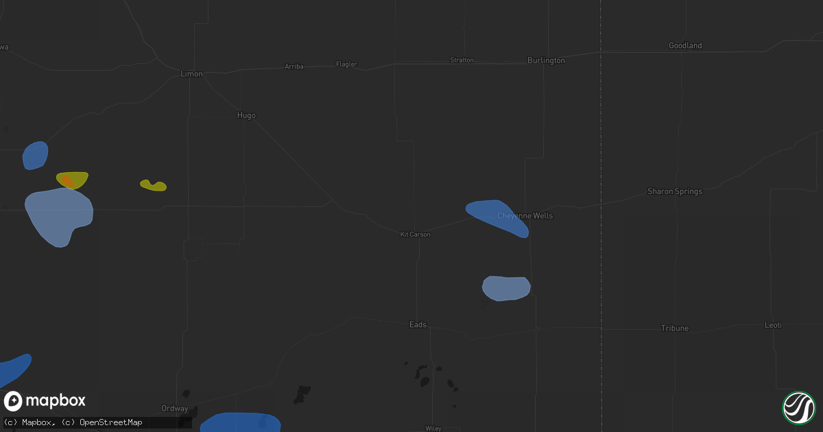 Hail map in Kit Carson, CO on July 28, 2026