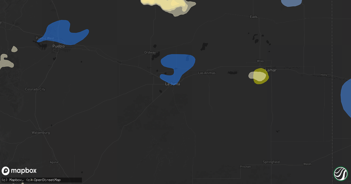 Hail map in La Junta, CO on July 28, 2026