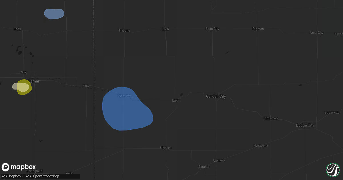 Hail map in Lakin, KS on July 28, 2026