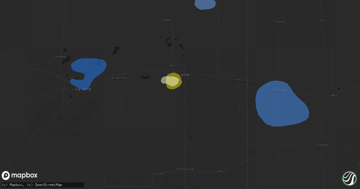 Hail map in Lamar, CO on July 28, 2026