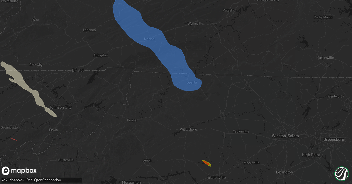 Hail map in Laurel Springs, NC on July 28, 2026