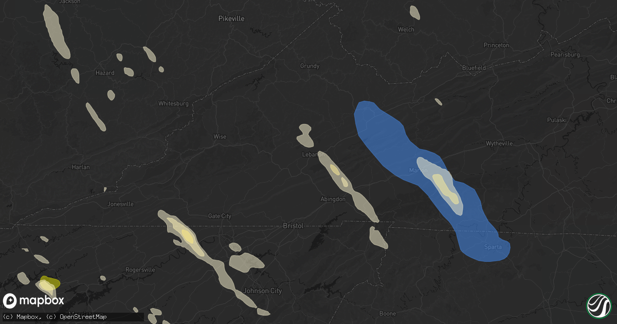 Hail map in Lebanon, VA on July 28, 2026
