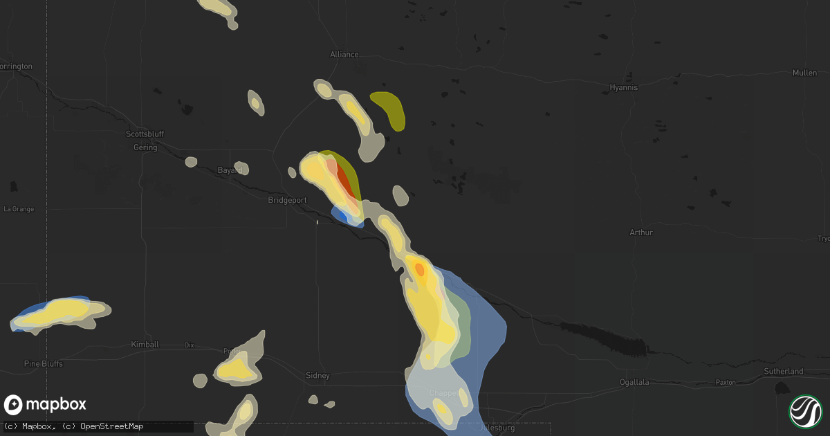 Hail map in Lisco, NE on July 28, 2026