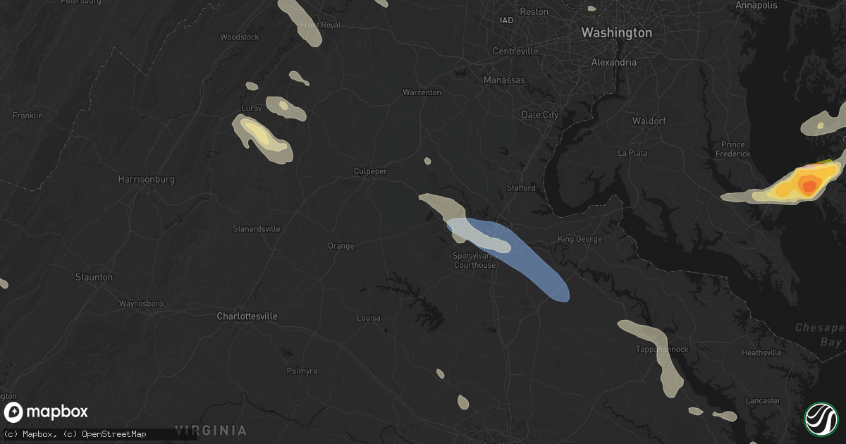 Hail map in Locust Grove, VA on July 28, 2026