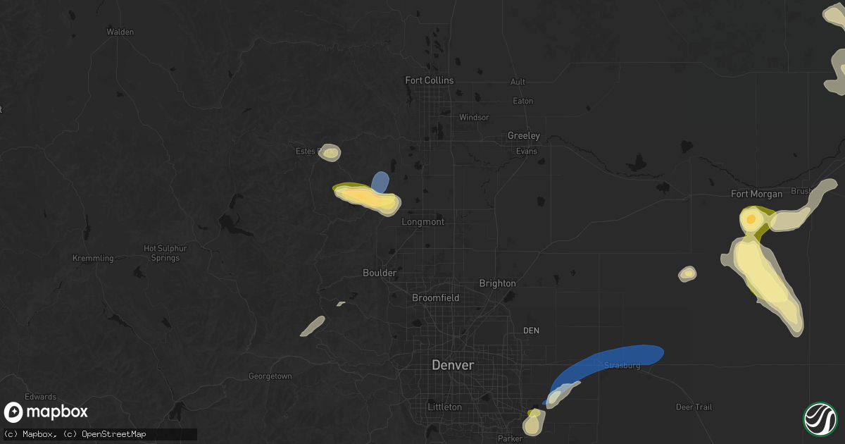 Hail map in Longmont, CO on July 28, 2026