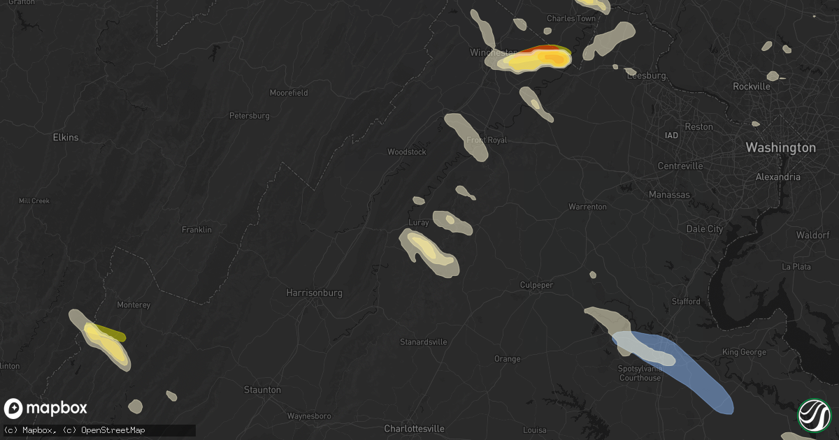 Hail map in Luray, VA on July 28, 2026