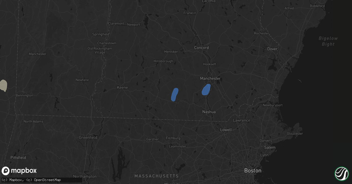 Hail map in Lyndeborough, NH on July 28, 2026